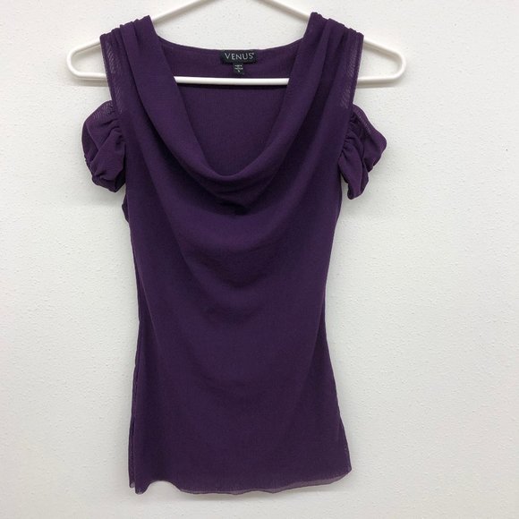 VENUS Tops - Venus purple Cold Shoulder Blouse